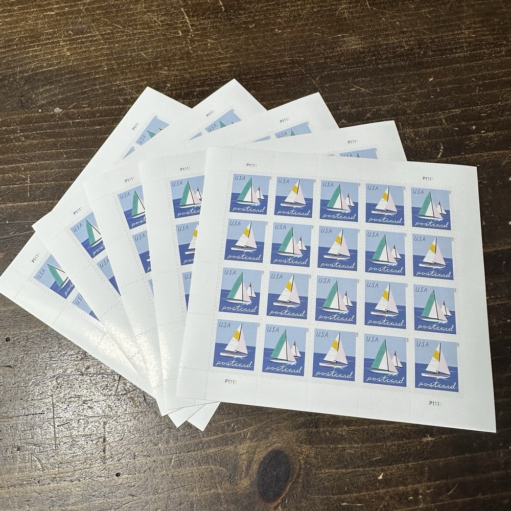 USPS Postcard 2022 Forever Postage Stamps Sailboats 5 Sheets of 20 Never Expire - Picture 5 of 12